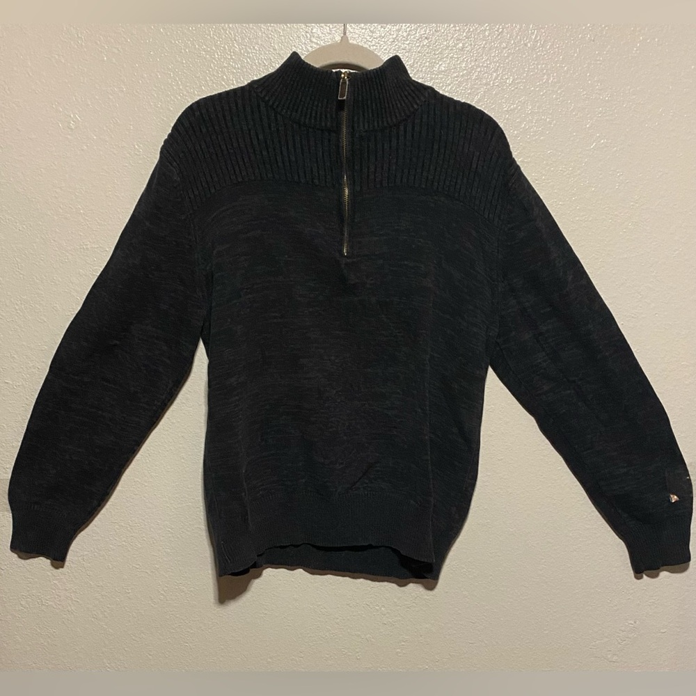 Covington Men’s Quarter Zip Mock Neck Sweater | Dark Gray Pullover | Size L - Picture 2 of 5